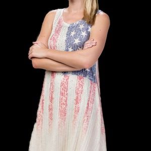 Vocal Flag Dress with Rhinestones Made in USA